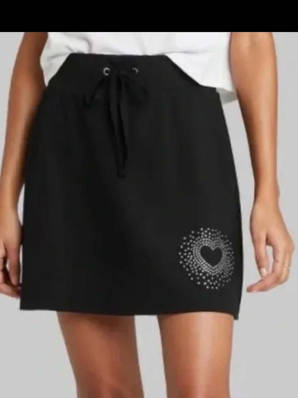wild fable Black Mini Skirt with Rhinestone Heart